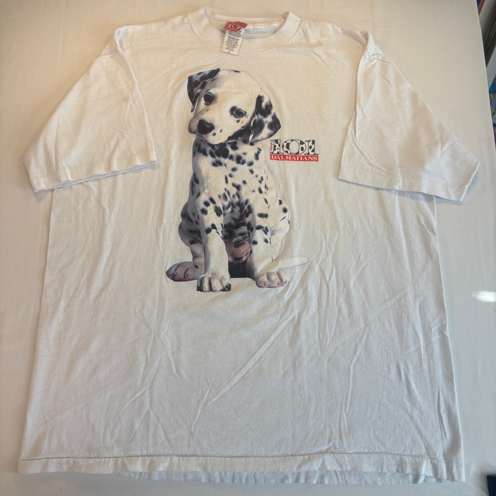 Vintage Disney 101 Dalmatians Shirt 2X White Single Stitch Made in USA 90s Puppy